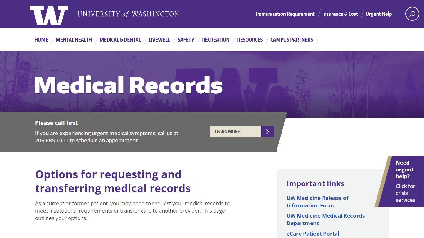 Medical Records | Husky Health & Well-Being